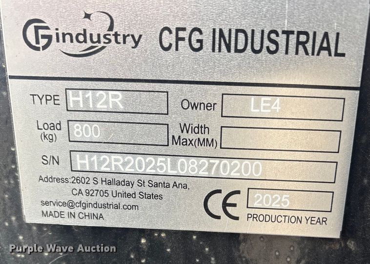 image for item FG2564 2025 CFG Industrial H12R Mini excavator