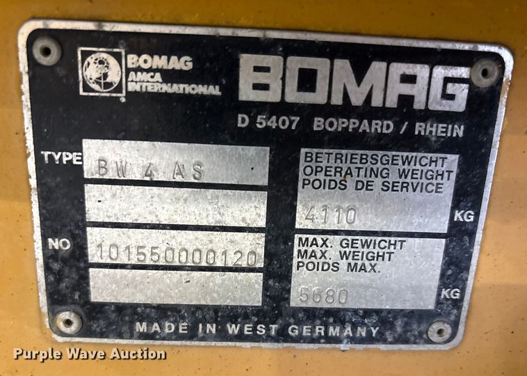 image for item FK1051 1988 Bomag BW4AS double drum vibratory roller