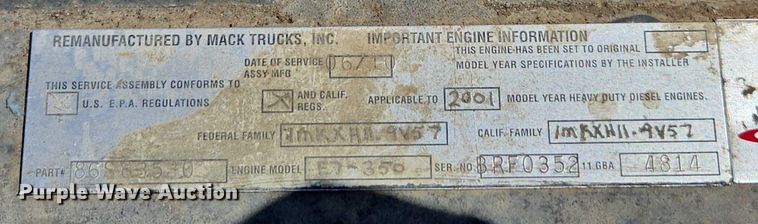 image for item YA1079 2001 Mack RD688S dump truck