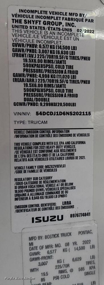 image for item YA1536 2022 Chevrolet  4500 Crew Cab dump truck