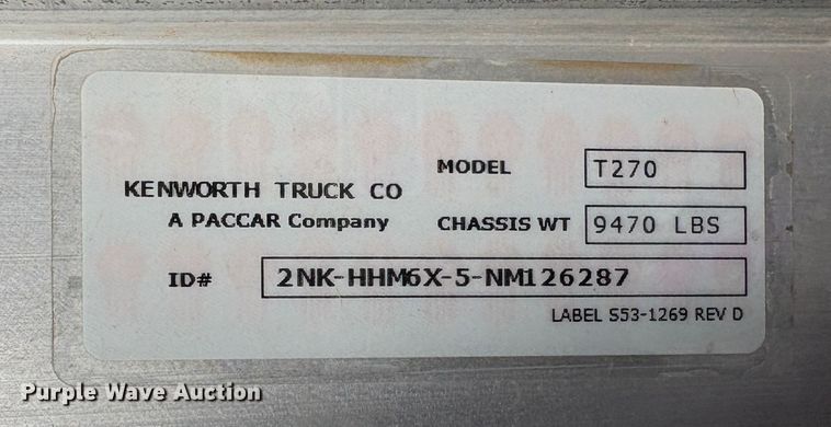image for item YA1643 2022 Kenworth T270 water truck