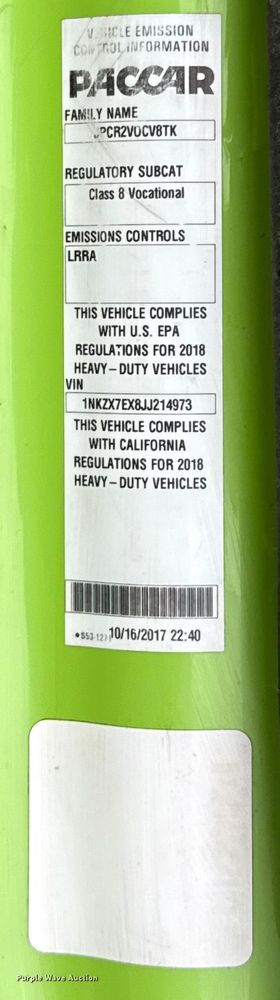 image for item YA1644 2018 Kenworth  T880 dump truck