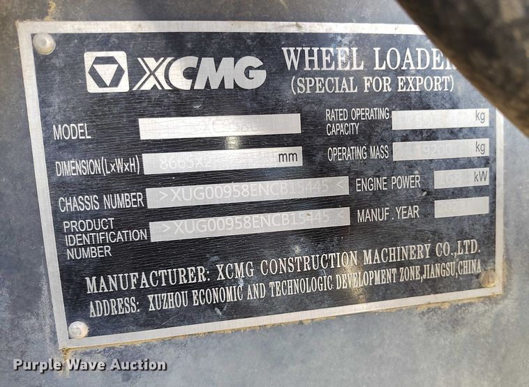 image for item YA1765 2023 XCMG XC958U wheel loader