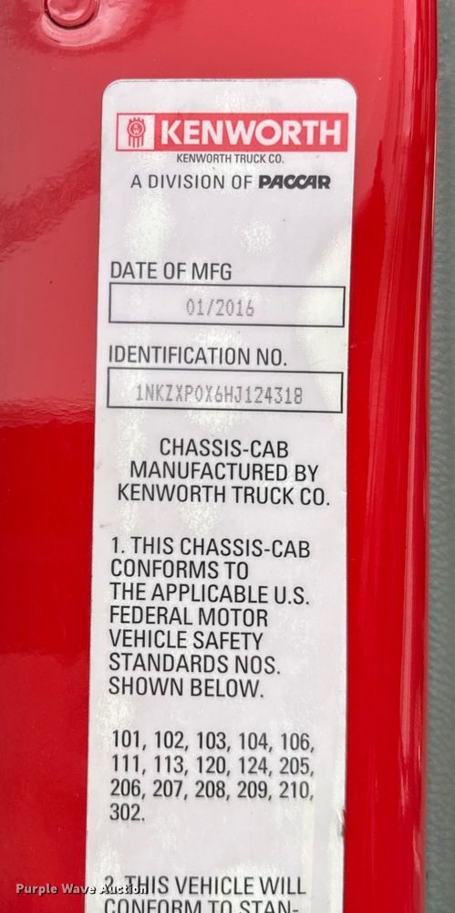 image for item YA1853 2017 Kenworth T880 crane truck