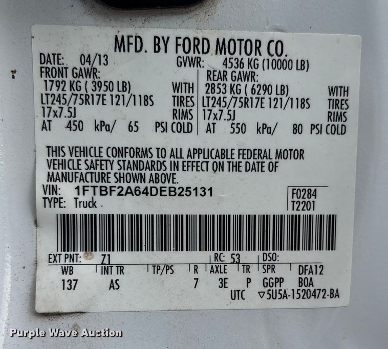 image for item DX5932 2013 Ford F250 utility bed pickup truck