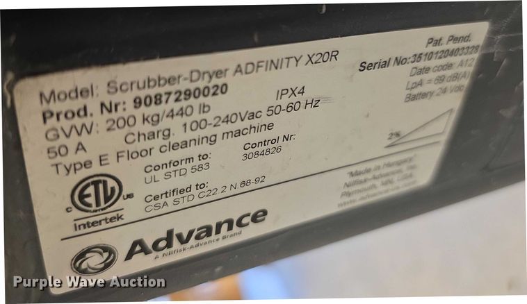 image for item DZ3732 Advance Affinity 20R ecoflex floor scrubber