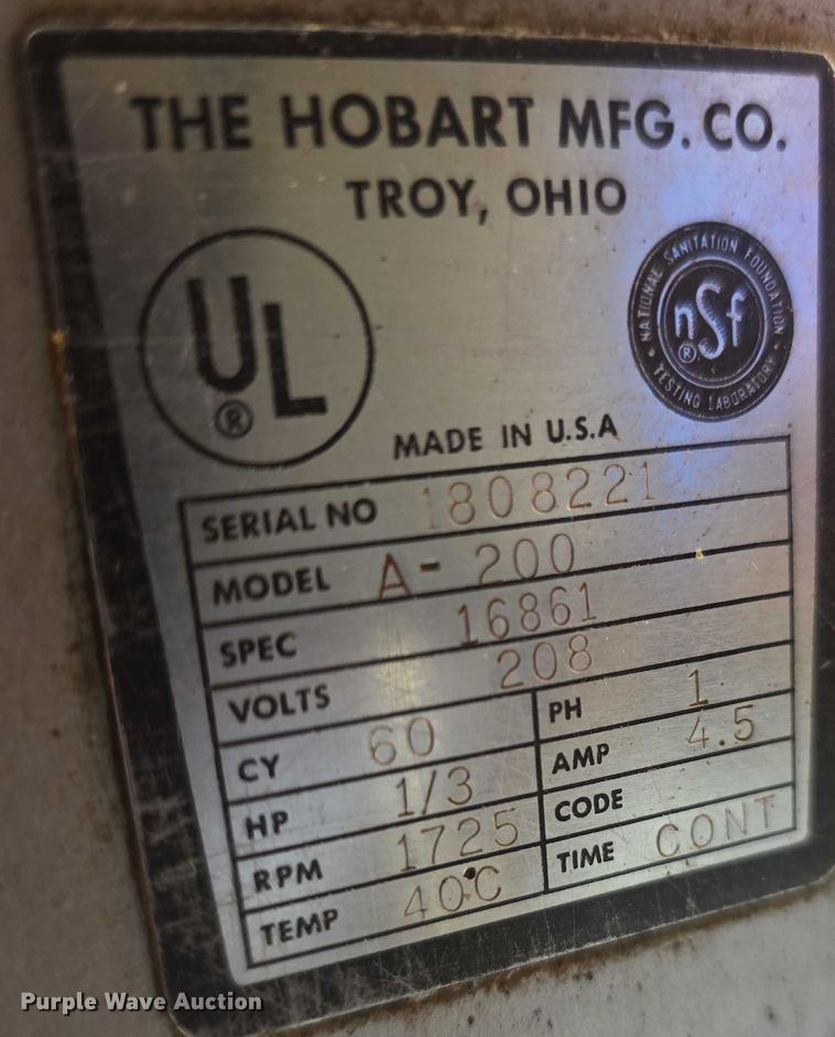 image for item DZ3748 Hobart A200 mixer