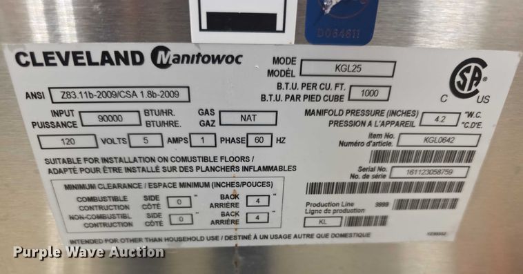 image for item DZ3778 Cleveland KGL25 soup kettle