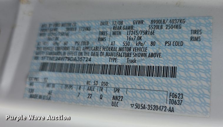 image for item DZ3788 2009 Ford E250 van