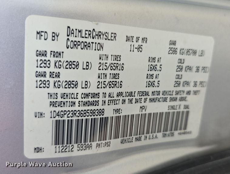 image for item DZ3794 2006 Dodge Grand Caravan C/V van