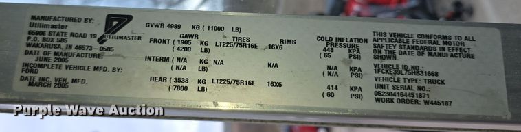 image for item DZ3795 2005 Ford Econoline Utilimaster delivery van