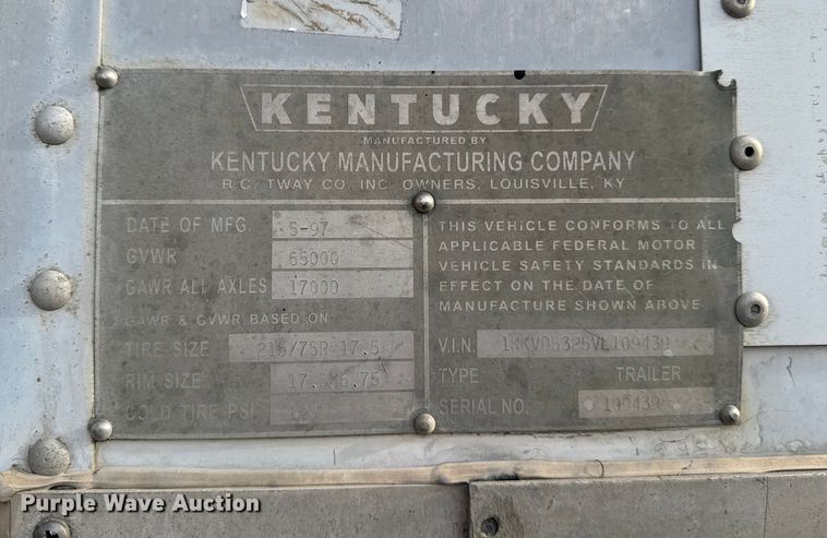 image for item EA2226 1997 Kentucky dry van trailer
