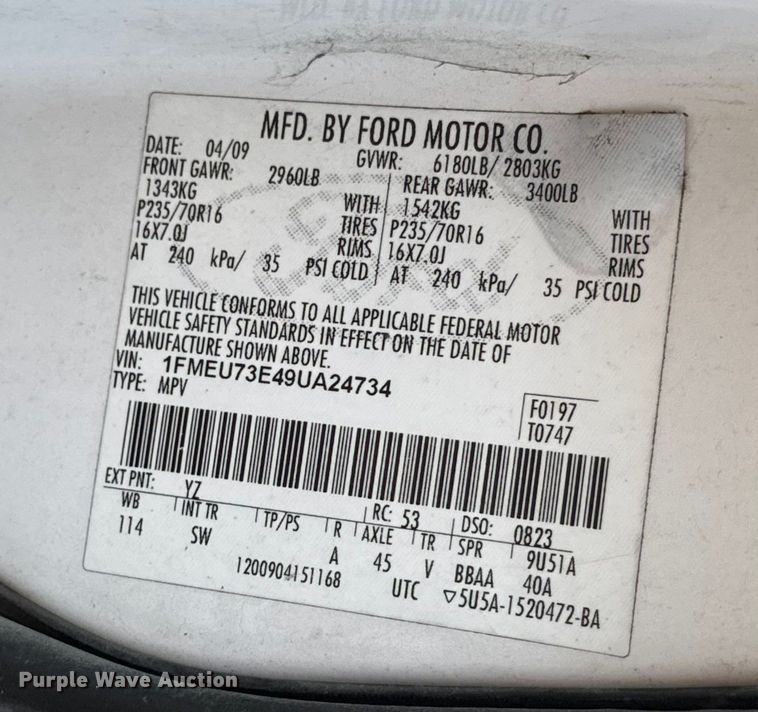 image for item EN0830 2009 Ford Explorer SUV