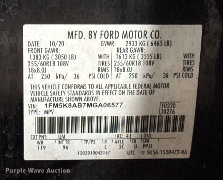 image for item ER0370 2021 Ford Explorer Police Interceptor SUV