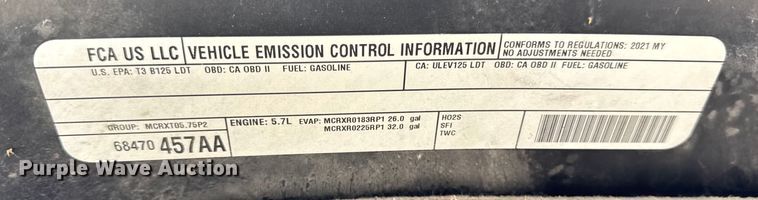 image for item ER0378 2021 RAM 1500 SSV Crew Cab pickup truck