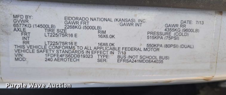 image for item ES2667 2013 Ford Eldorado shuttle bus