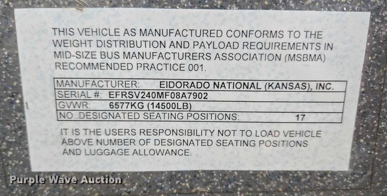 image for item ES2668 2016 Ford Advantage 240 shuttle bus