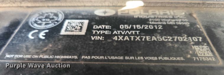 image for item ES2717 2012 Polaris Ranger 800 utility vehicle