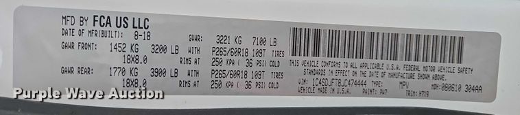 image for item ES2721 2018 Dodge Durango SSV SUV