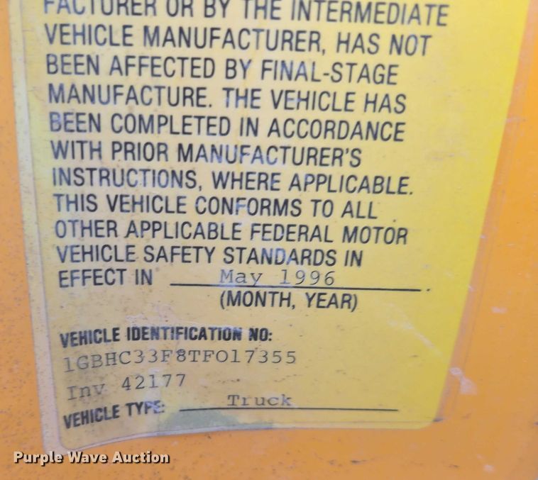 image for item ES2725 1996 Chevrolet 3500 Crew Cab dump bed pickup truck