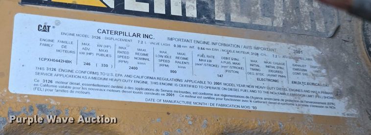 image for item ES2726 2001 GMC C8500 dump truck