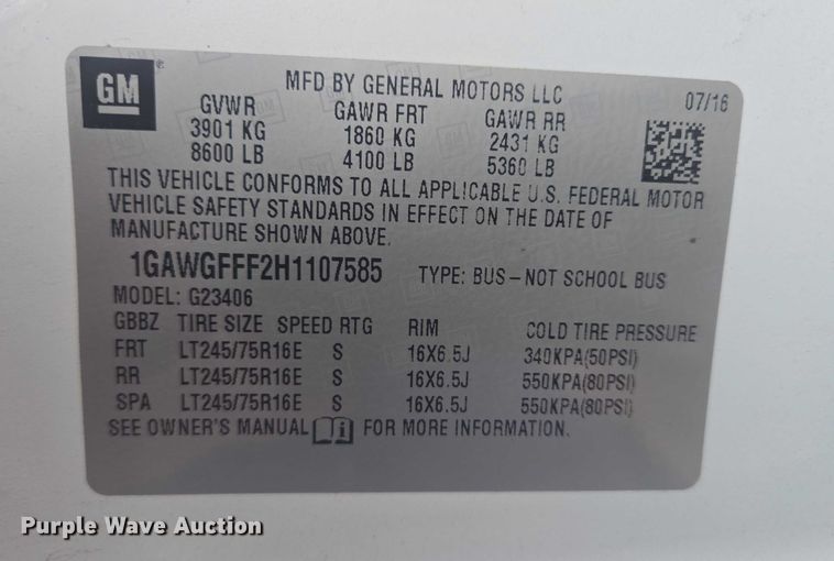 image for item ES2731 2017 Chevrolet Express 2500 van