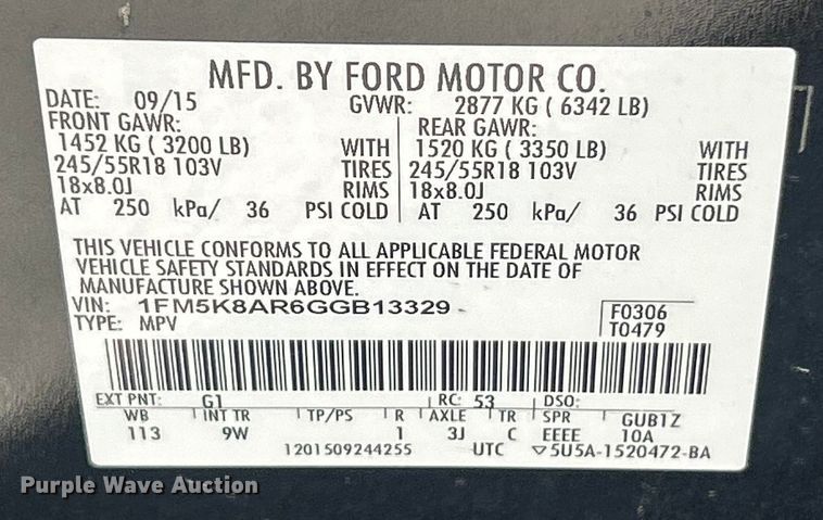 image for item ET6834 2016 Ford Explorer Police Interceptor SUV