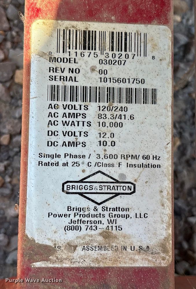 image for item ET7496 Briggs & Stratton 030207 generator