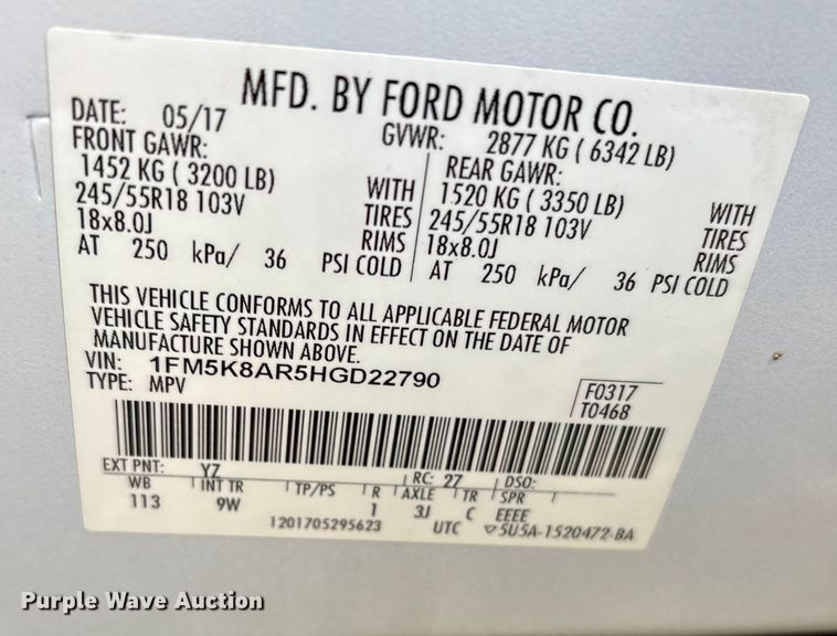 image for item ET8623 2017 Ford Explorer Police Interceptor SUV