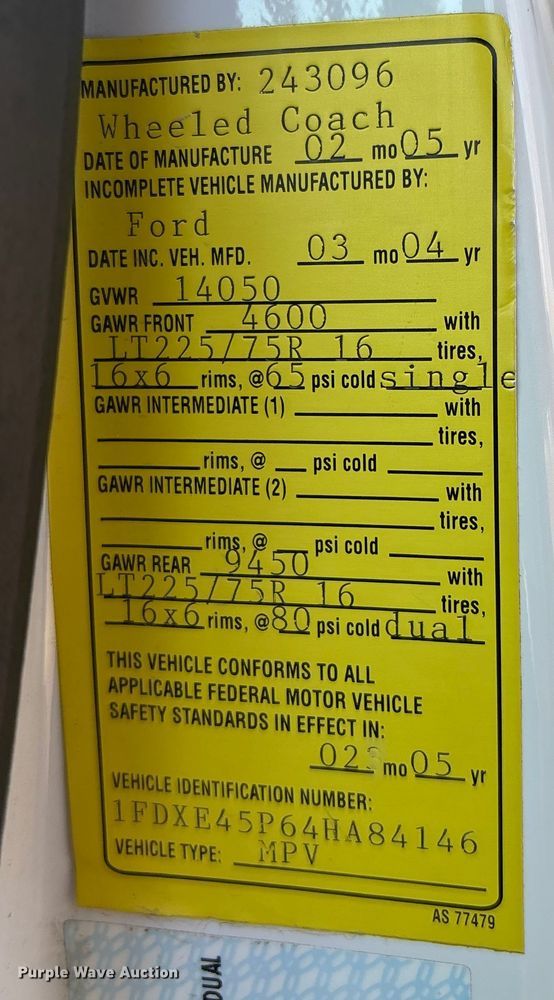 image for item FG2514 2004 Ford E450 Super Duty ambulance