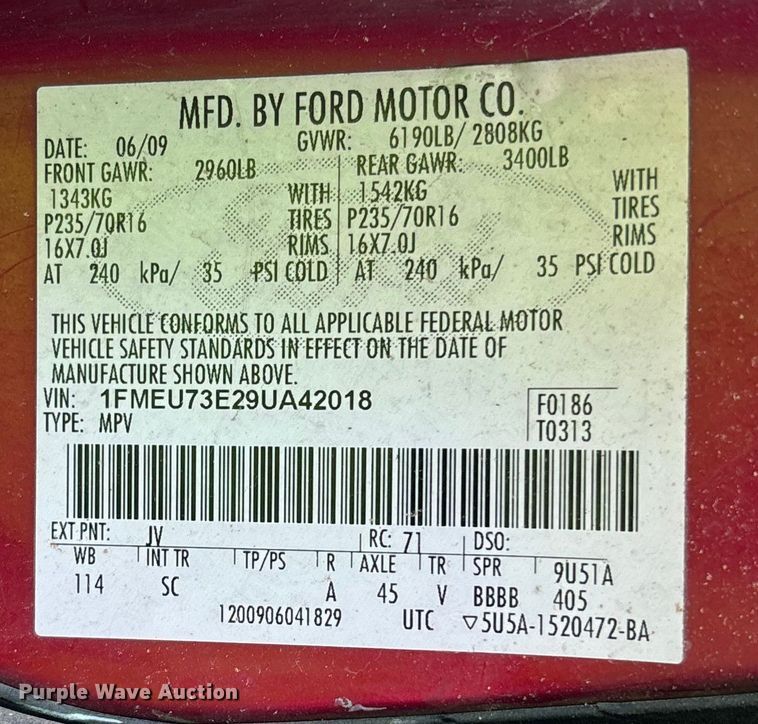 image for item FI1611 2009 Ford Explorer XLT SUV