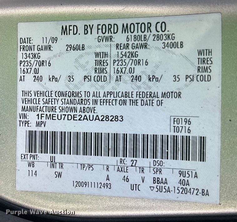 image for item FI1613 2010 Ford Explorer XLT SUV