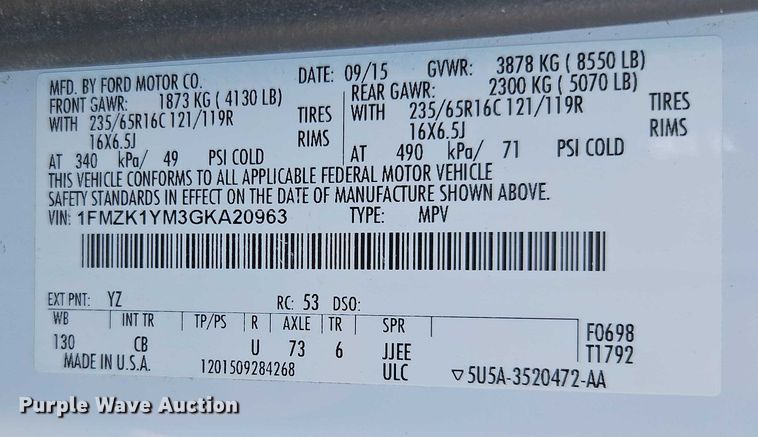 image for item FN5512 2016 Ford Transit van