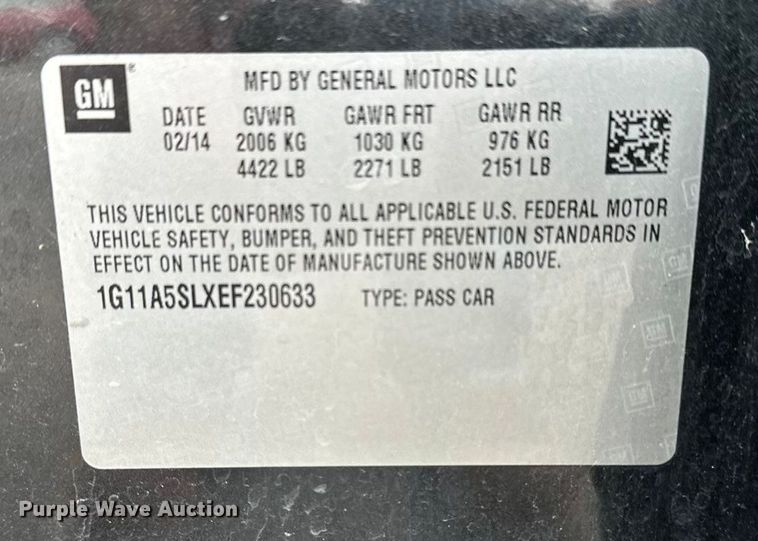 image for item OJ9915 2014 Chevrolet Malibu 