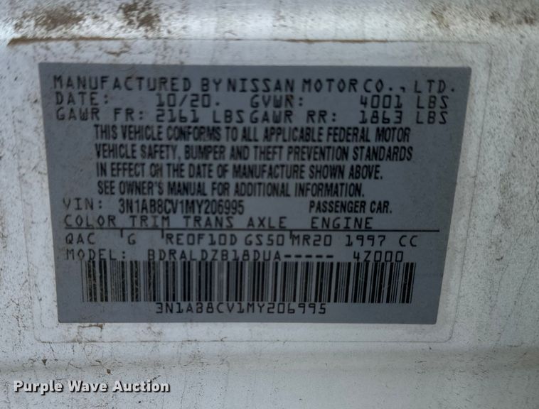 image for item OJ9937 2021 Nissan Sentra 