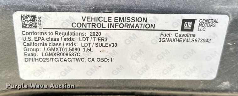 image for item OJ9938 2020 Chevrolet Equinox SUV