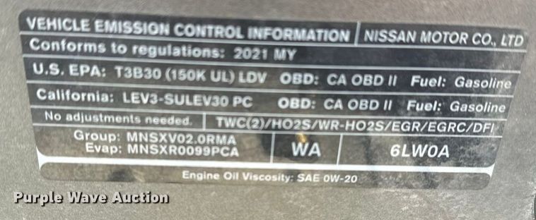 image for item OJ9939 2021 Nissan Sentra 