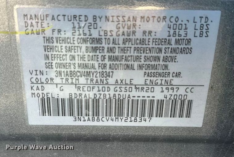 image for item OJ9939 2021 Nissan Sentra 