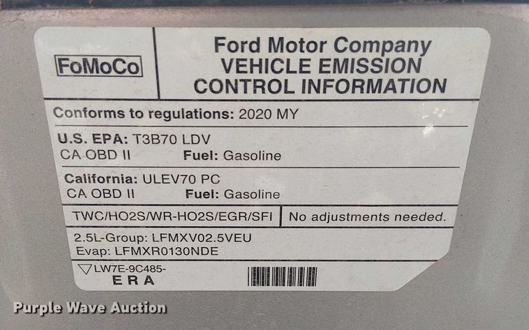 image for item OJ9940 2020 Ford Fusion 