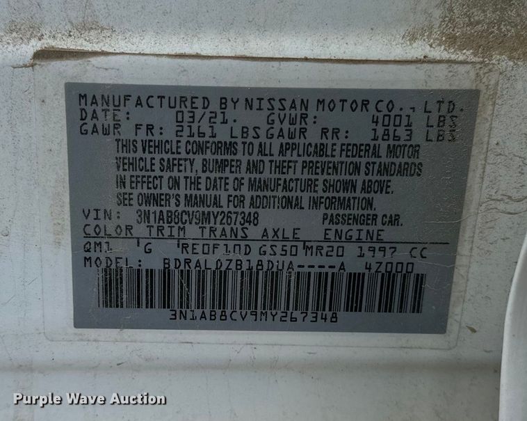 image for item OJ9941 2021 Nissan Sentra 