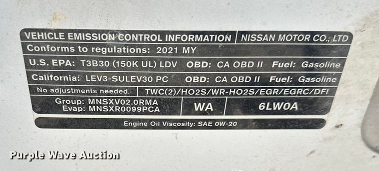image for item OJ9943 2021 Nissan Sentra 