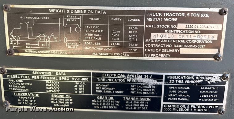 image for item EP2728 1985 AM General M931A1 feed mixer truck