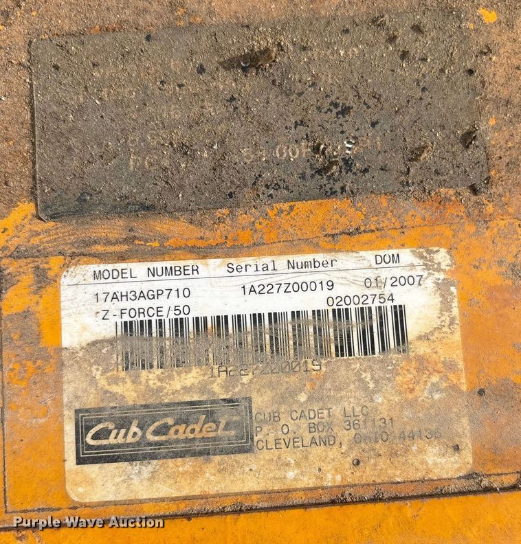 image for item FG2527 2007 Cub Cadet Z-Force ZTR lawn mower