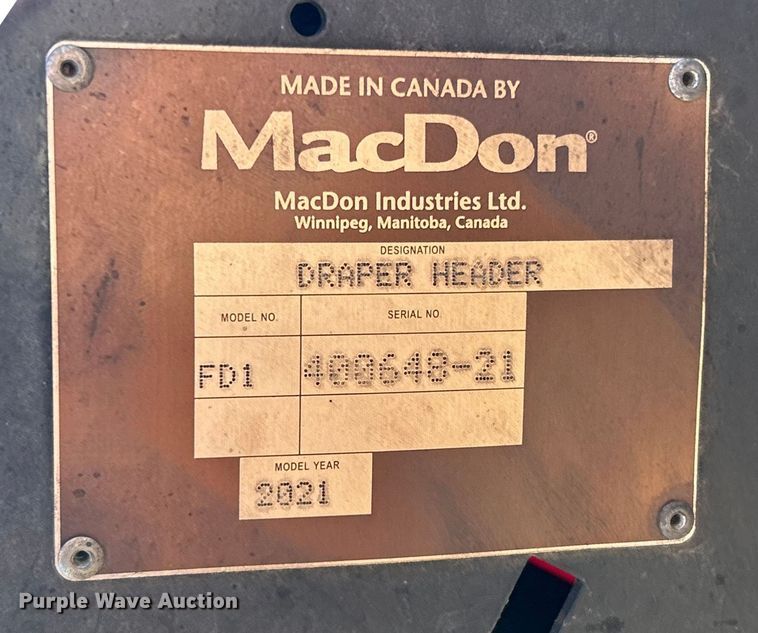 image for item YA1983 2021 MacDon FD140 flex draper head