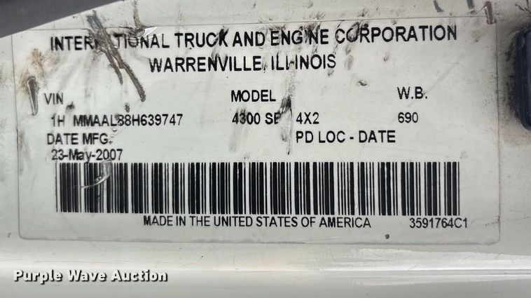 image for item EA7898 2008 International MA025 box truck