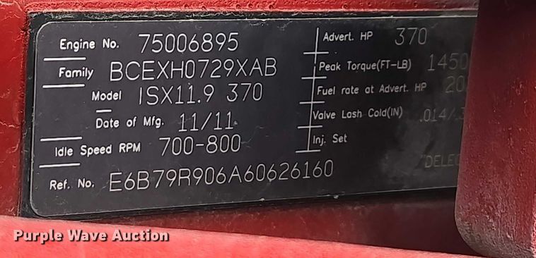 image for item EB1213 2012 Kenworth T800 truck cab and chassis