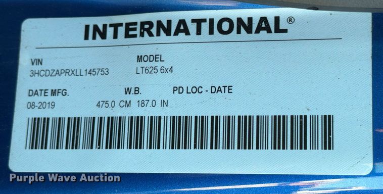 image for item ED5088 2020 International LT625 semi truck