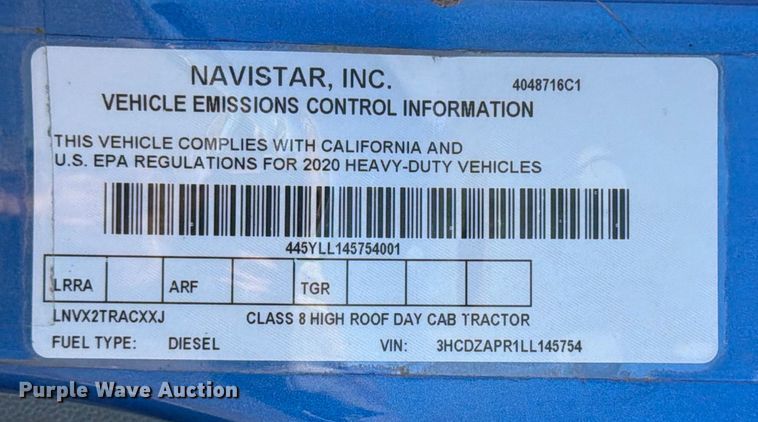 image for item ED5089 2020 International LT625 semi truck