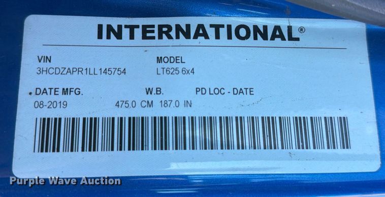 image for item ED5089 2020 International LT625 semi truck