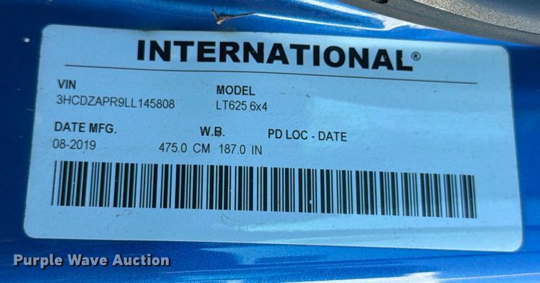 image for item ED5092 2020 International LT625 semi truck